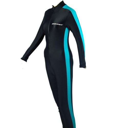 Lycra fullsuit dames Zwart licht blauw